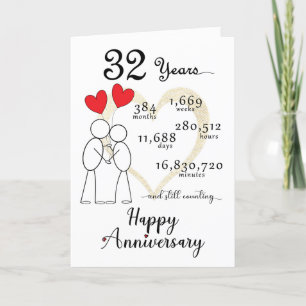 32e anniversaire de Mariage Carte avec ballons car