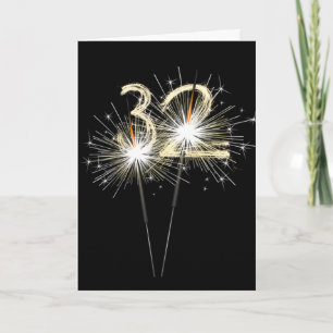 32e anniversaire Sparklers sur carte noire