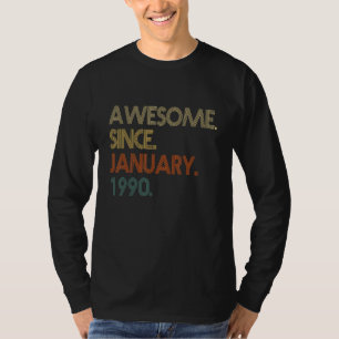 32nd Birthday Awesome Since January 1990 Vintage T-Shirt