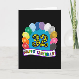 32nd Birthday Balloons Gifts Card