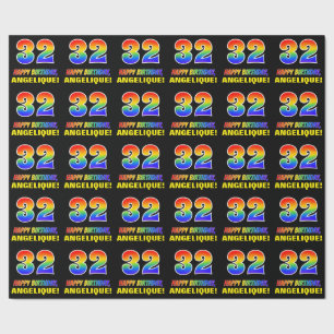 32nd Birthday: Bold, Fun, Simple, Rainbow 32 Wrapping Paper