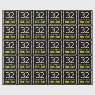 32nd Birthday: Floral Flowers Number, Custom Name Wrapping Paper