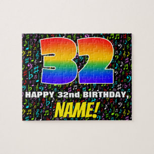 32nd Birthday — Fun, Colourful Music Symbols & “32 Jigsaw Puzzle