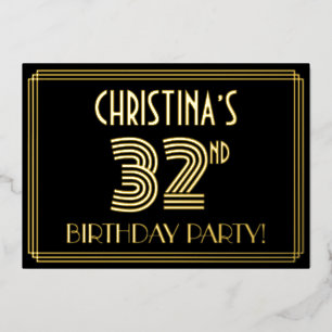 32nd Birthday Party — Art Deco Style “32” + Name