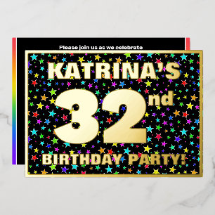 32nd Birthday Party — Fun, Colourful Stars Pattern