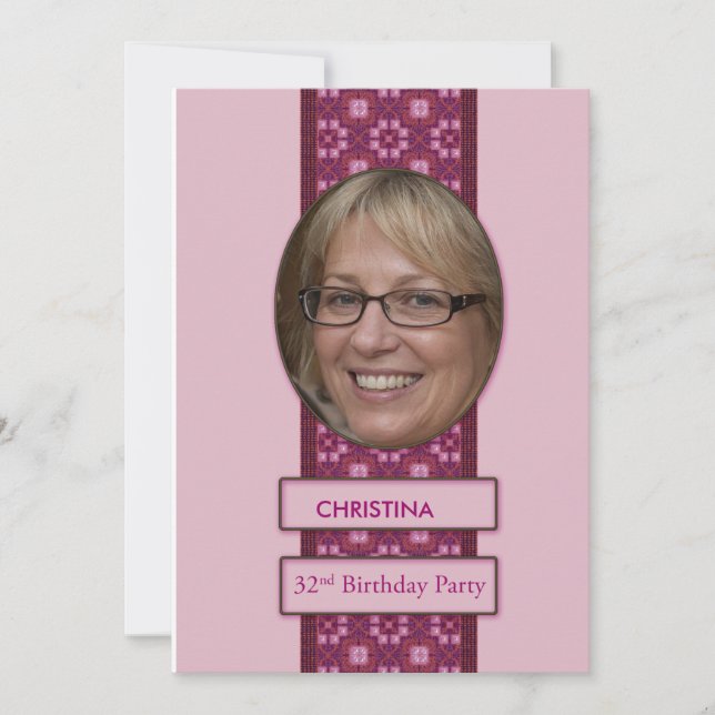 32nd Birthday Party Invitation Picture and Name (Front)