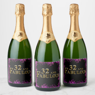 32nd Birthday Sparkling Wine Label