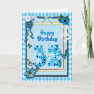 32nd Birthday with a scrapbook effect Card