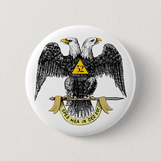 32nd Degree Scottish Rite Black Eagle 2 Inch Round Button (Front)