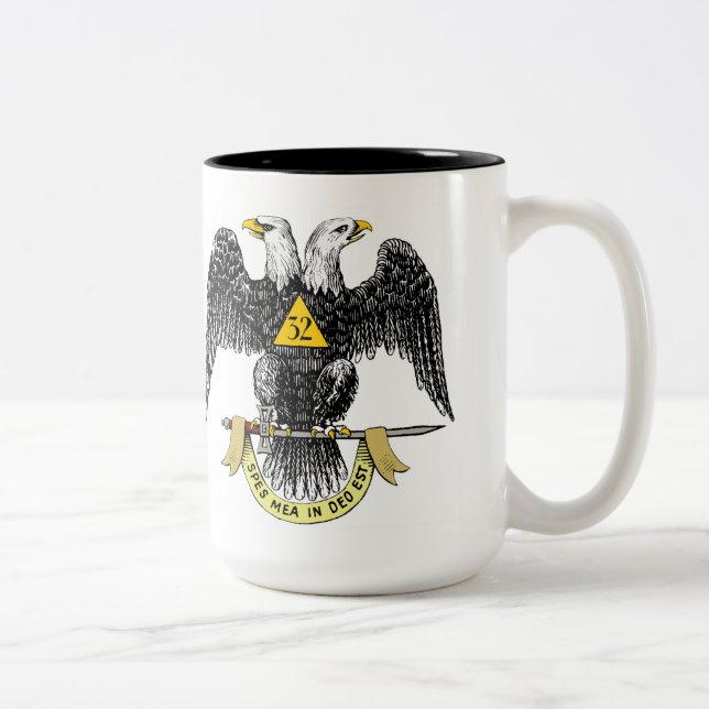 32nd Degree Scottish Rite Black Eagle Two-Tone Coffee Mug (Right)