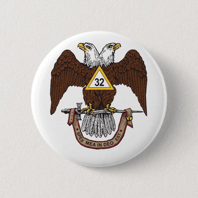 32nd Degree Scottish Rite Brown Eagle 2 Inch Round Button (Front)