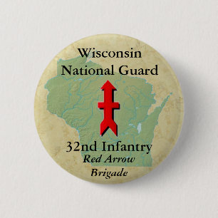 32nd Infantry with Wisconsin Map 2 Inch Round Button