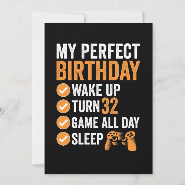 32nd Turn 32 My Perfect Birthday Gaming Invitation (Front)