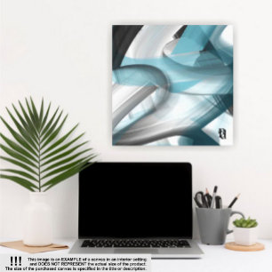 32x32" Trend Abstract Art Canvas Black White Blue
