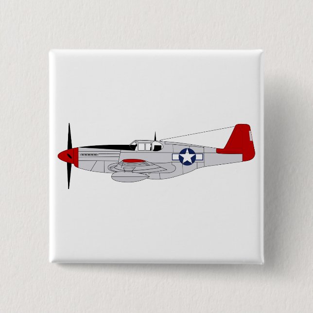 332nd Fighter Group - Redtails - Tuskegee Airmen 2 Inch Square Button (Front)