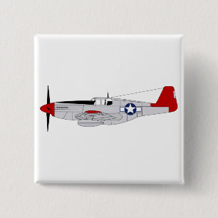 332nd Fighter Group - Redtails - Tuskegee Airmen 2 Inch Square Button