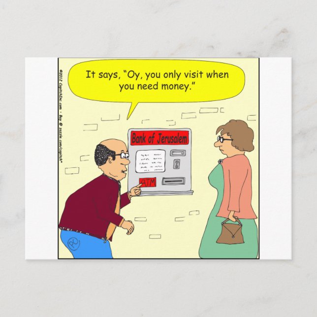 333 Bank of Jerusalem Cartoon Postcard (Front)