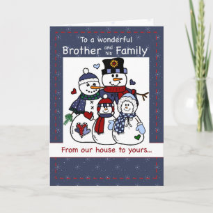 3396 Brother & Family Snowman Family Christmas Holiday Card
