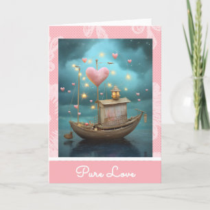 *~* 33 AP51  Love Boat Hearts Romantic Valentine Holiday Card