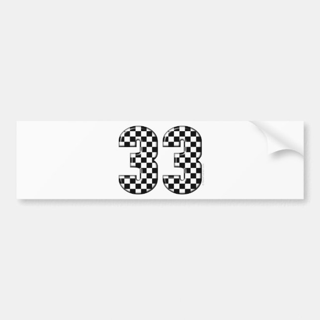 33 auto racing number bumper sticker (Front)