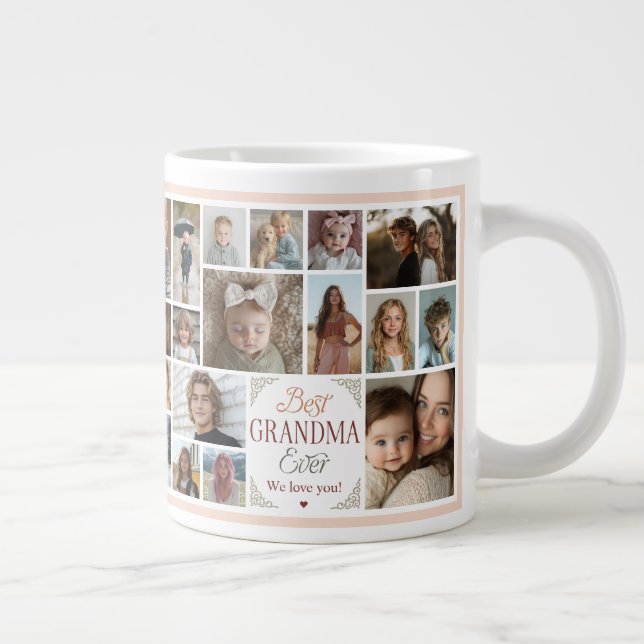 33 Photo Collage Best Grandma Ever Large Coffee Mug (Right)