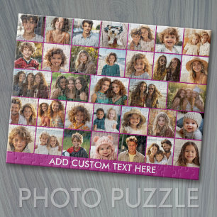 33 Photo Collage - Grid on Purple Background Jigsaw Puzzle