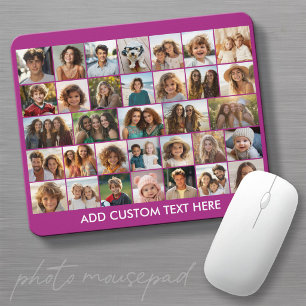 33 Photo Collage - Grid on Purple Background Mouse Pad
