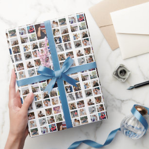 33 Photo Personalized Custom Made Collage Wrapping Paper