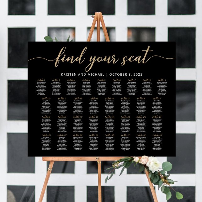 33 Tables Find Your Seat Black Seating Chart Plan (Creator Uploaded)