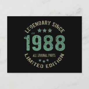 33 Year Old Bday 1988 Legend Since 33rd Birthday Postcard