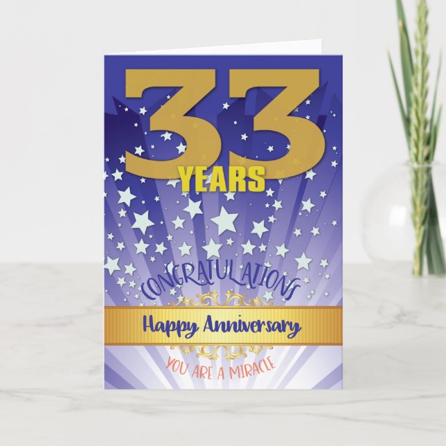 33 Year Recovery Anniversary Bold Numeral Card (Front)