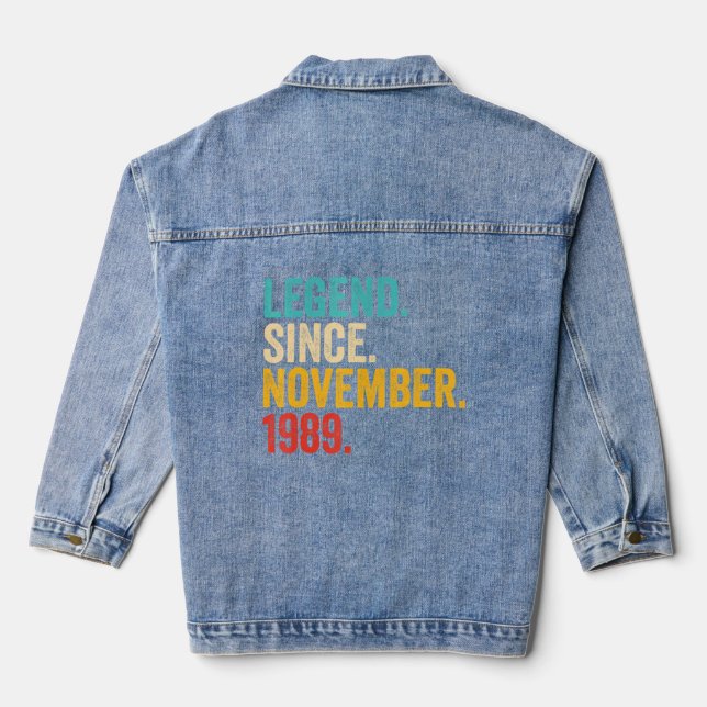 33 Years Old  33rd Birthday Legend Since November  Denim Jacket (Back)