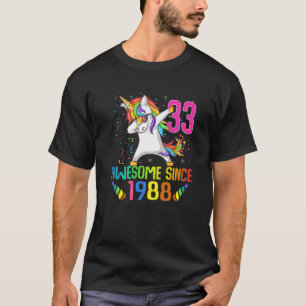 33 Years Old 33Th Birthday Unicorn Dabbing Girl Pa T-Shirt