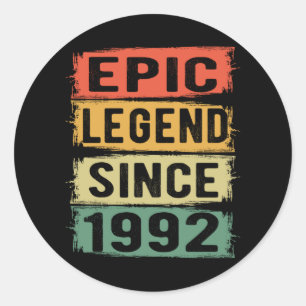 33 Years Old Bday Epic Legend 33rd Birthday Gift Classic Round Sticker