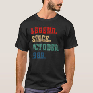 33 Years Old Legend Since October 1989 33rd Birth T-Shirt