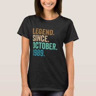33 Years Old Legend Since October 1989 33rd Birth T-Shirt