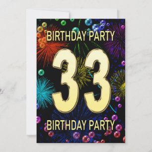 33e anniversaire fêtards Invitation feux d'artific