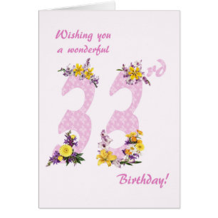 33e anniversaire Fleur numéros décorés