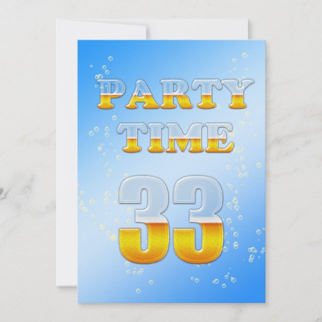33e anniversaire invitation à la fête avec bière (Devant)