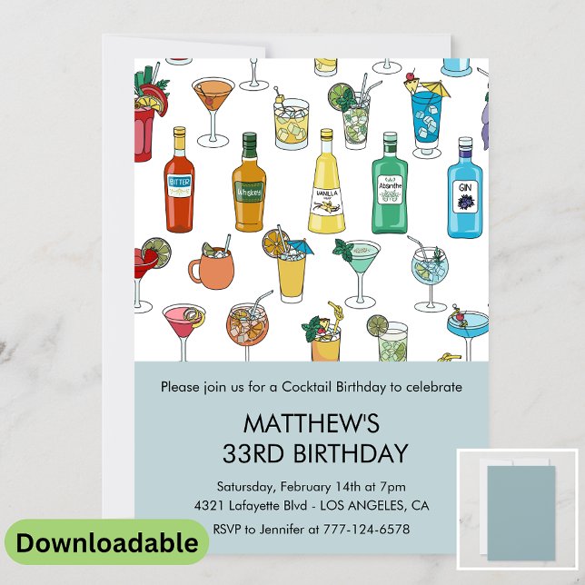 33e anniversaire invitation Cocktail Contemporain (Créateur téléchargé)
