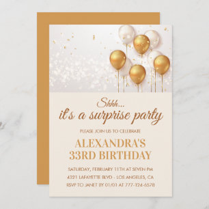 33e anniversaire invitation Surprise party Gold