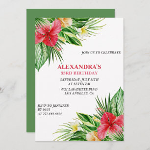 33e anniversaire Invitation Tropical Party Floral