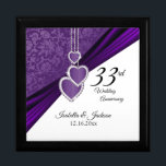 33rd  / 6th Amethyst Purple Anniversary Keepsake Gift Box<br><div class="desc">33rd / 6th Amethyst Purple Wedding Anniversary Keepsake Design Gift Box. ⭐This Product is 100% Customizable. Graphics and text can be deleted, moved, resized, changed around, rotated, etc... 99% of my designs in my store are done in layers. This makes it easy for you to resize and move the graphics...</div>