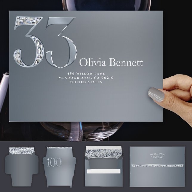 33rd Anniversary Diamond Number Nine Silver Gray Envelope (Creator Uploaded)
