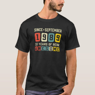 33rd Birthday Awesome Since September 1989 Vintage T-Shirt