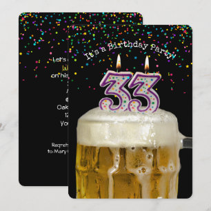 33rd Birthday Beer Party Invitation