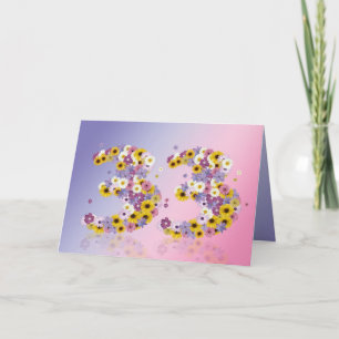 33rd birthday card with flowery letters