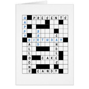 33rd Birthday, Crossword Puzzle Birthday Card