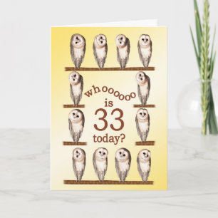 33rd birthday, Curious owls card. Card