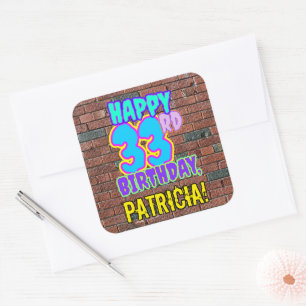 33rd Birthday – Fun, Urban Graffiti Inspired Loo Square Sticker